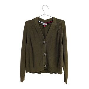 Tommy Jeans‎ Tommy Hilfiger Cardigan Sweater Classic Minimalist Neutral Green L